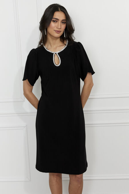 KNIT DRESS WITH RHINESTONE KEYHOLE DETAIL 259019