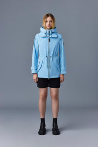 MACKAGE MELANY LADIES HOODED RAINWEAR JACKET IN CEIL BLEU