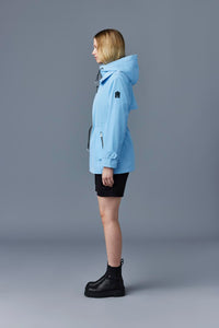 MACKAGE MELANY LADIES HOODED RAINWEAR JACKET IN CEIL BLEU