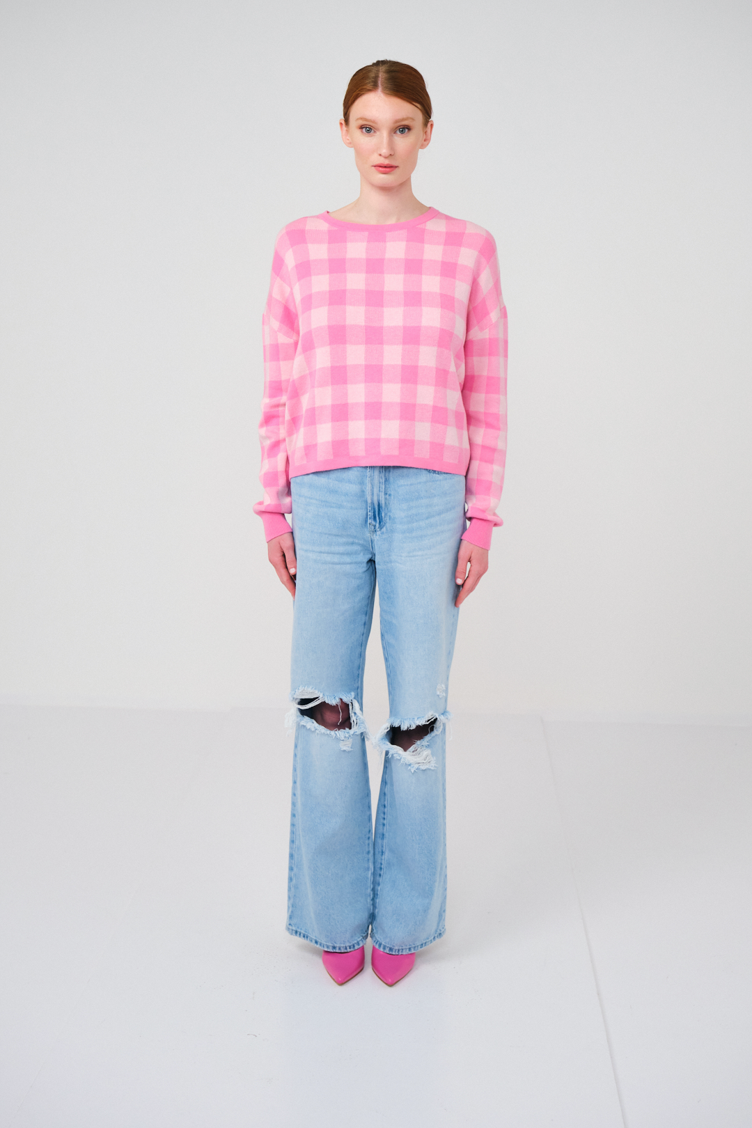 BRODIE GINGHAM SWEATER
