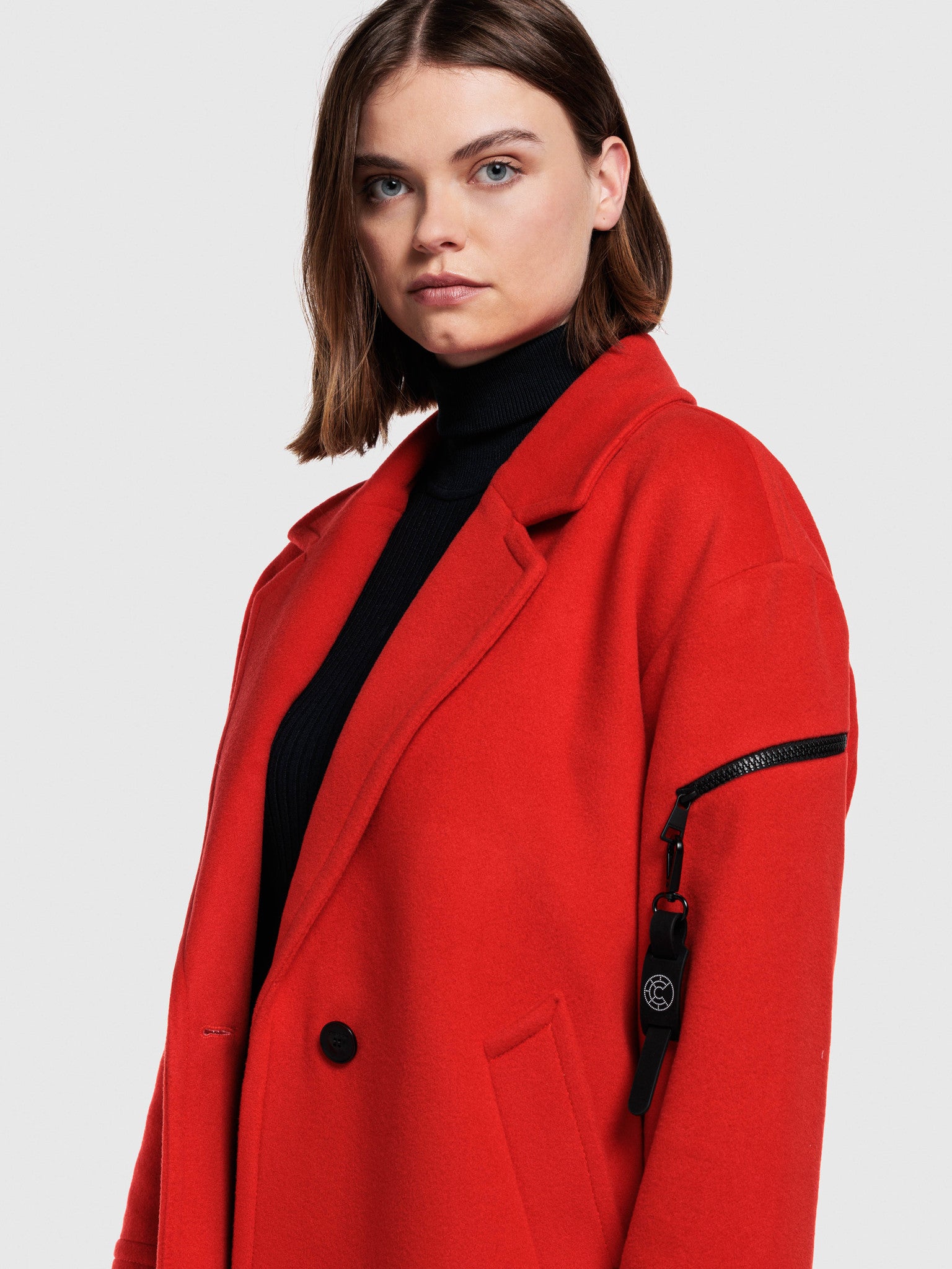 CREENSTONE WOOL CASHMERE COCOON JACKET - LAVA RED