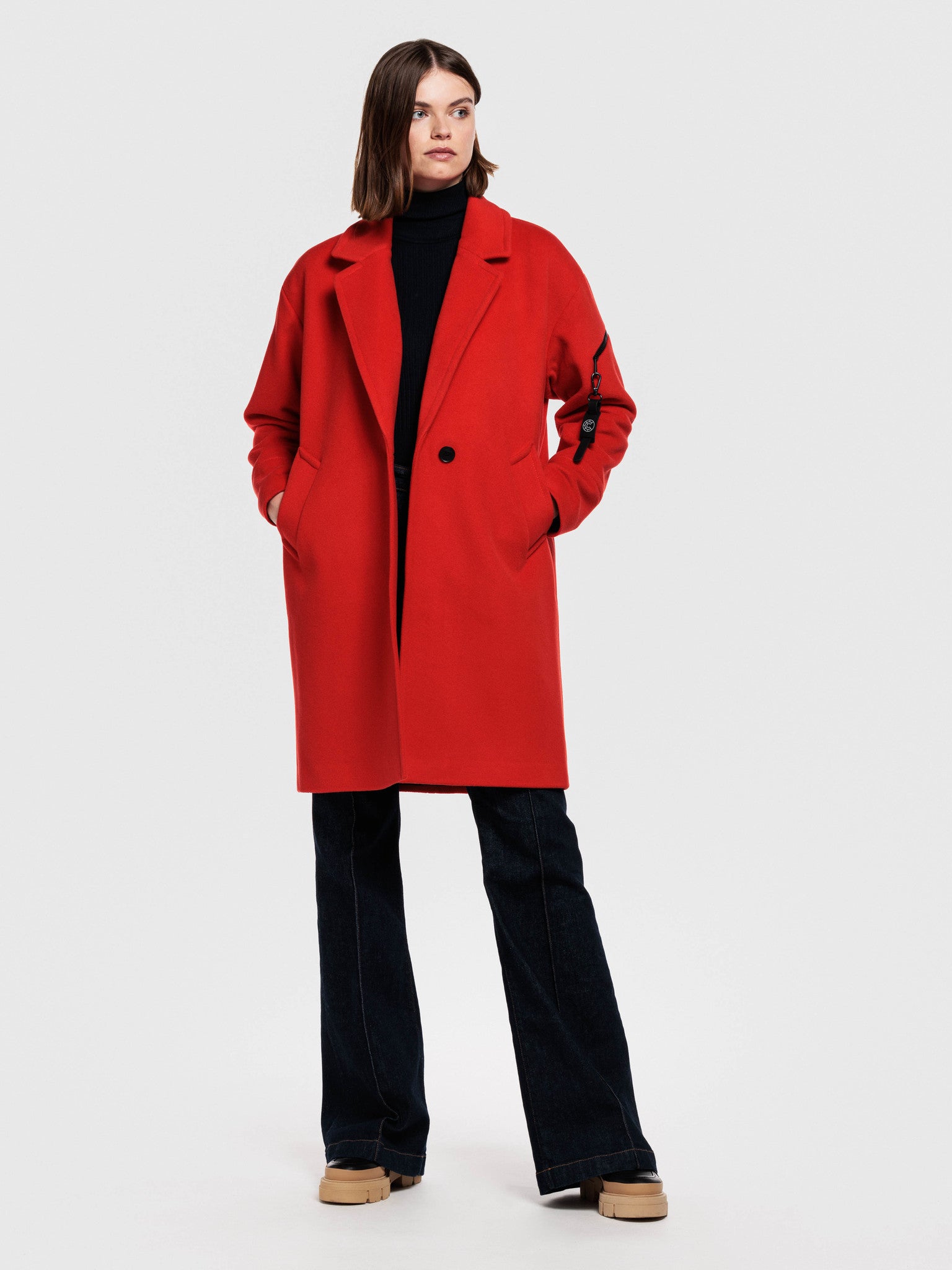 CREENSTONE WOOL CASHMERE COCOON JACKET - LAVA RED