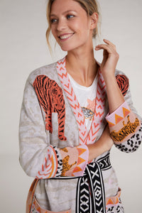 OUI KNITTED TIGER SWEATERCOAT