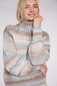 OUI KNITTED SWEATER WITH STAND -UP COLLAR