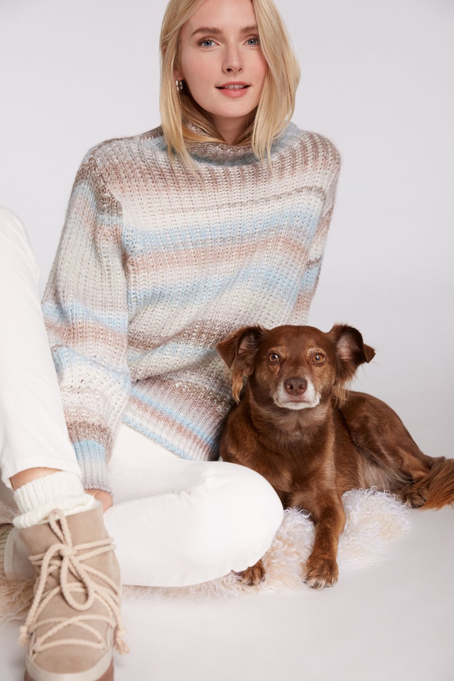 OUI KNITTED SWEATER WITH STAND -UP COLLAR