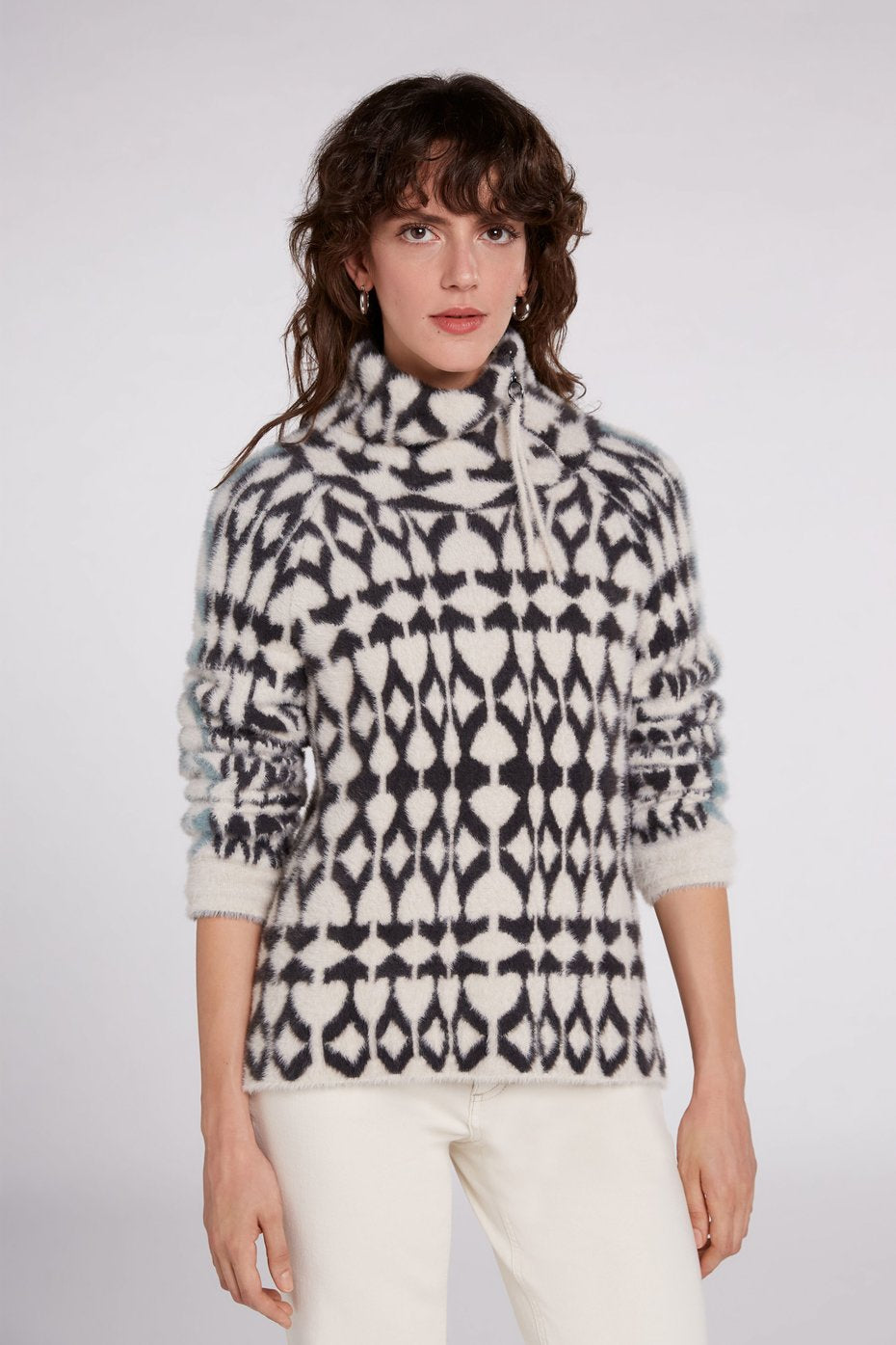 OUI GRAPHIC PATTERN SWEATER