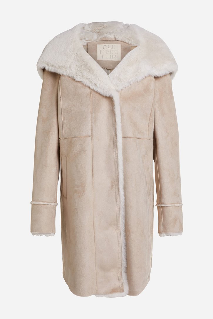 OUI OFF WHITE WINTER COAT WITH HOOD