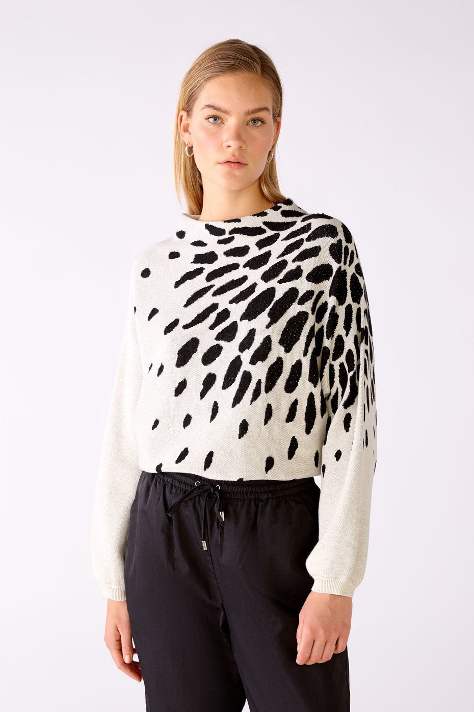 OUI SWEATER WITH TRENDY PRINT