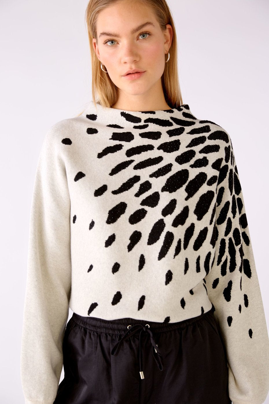 OUI SWEATER WITH TRENDY PRINT