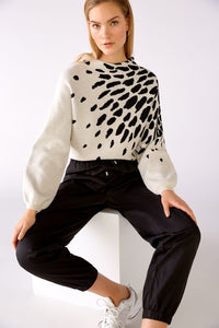 OUI SWEATER WITH TRENDY PRINT