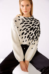 OUI SWEATER WITH TRENDY PRINT