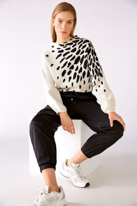 OUI SWEATER WITH TRENDY PRINT