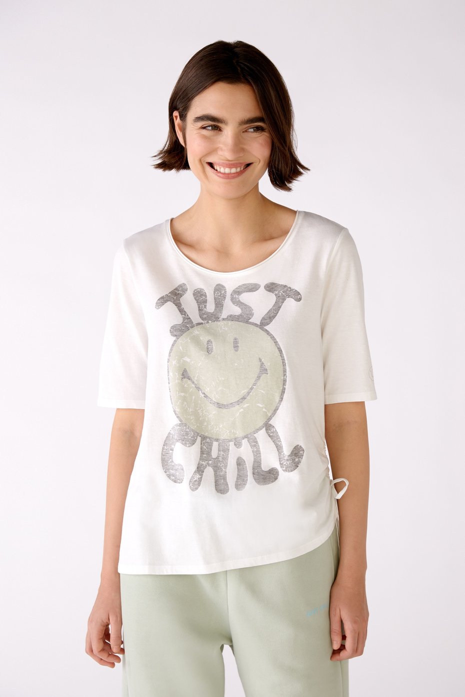 OUI SMILEY FACE PRINT TEE