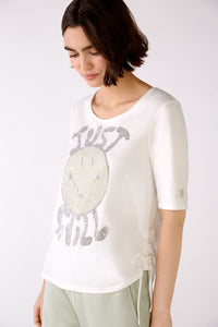 OUI SMILEY FACE PRINT TEE