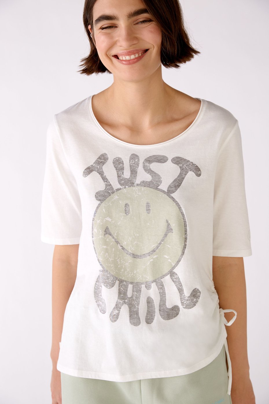 OUI SMILEY FACE PRINT TEE