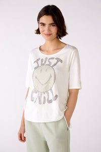 OUI SMILEY FACE PRINT TEE