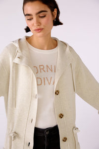 OUI KNITTED COAT WITH HOOD