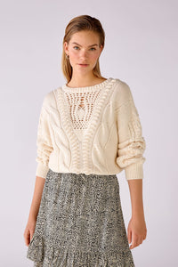 OUI CROTCHET CABLE KNIT SWEATER