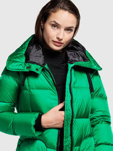 CREENSTONE DOWN PUFFER WITH BELT - JADE GREEN