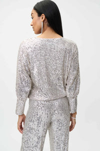 JOSEPH RIBKOFF DOLMAN SLEEVE SHIMMER SEQUINS TOP 224211