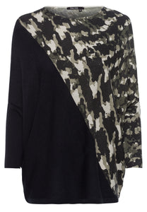 MARC AUREL PONCHO JUMPER WITH ABSTRACT CAMOUFLAGE PRINT