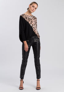 MARC AUREL PONCHO JUMPER WITH LEO PRINT