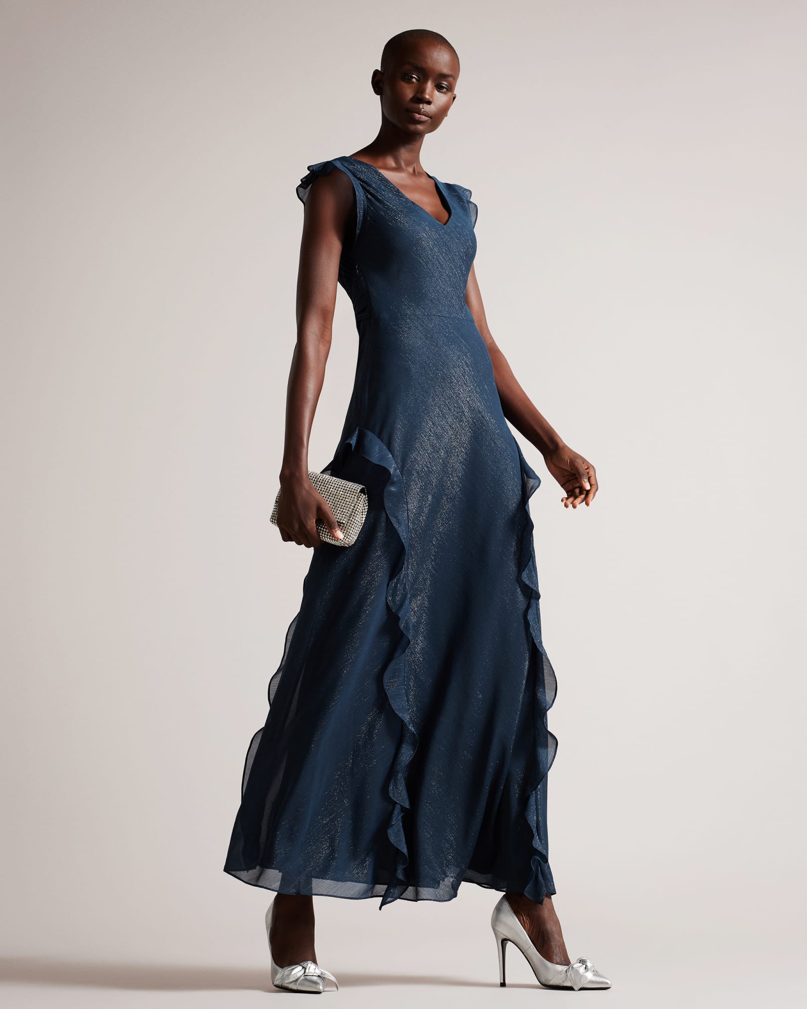 TED BAKER LAURAE BIAS CUT MAXI DRESS WITH RUFFLE DETAIL Elaine Dickinson TED BAKER LAURAE BIAS CUT MAXI DRESS WITH RUFFLE DETAIL Elaine Dickinson