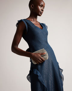 Blue Ruffle Ted Baker Dress TED BAKER LAURAE BIAS CUT MAXI DRESS WITH RUFFLE DETAIL Elaine Blue Ruffle Ted Baker Dress TED BAKER LAURAE BIAS CUT MAXI DRESS WITH RUFFLE DETAIL Elaine