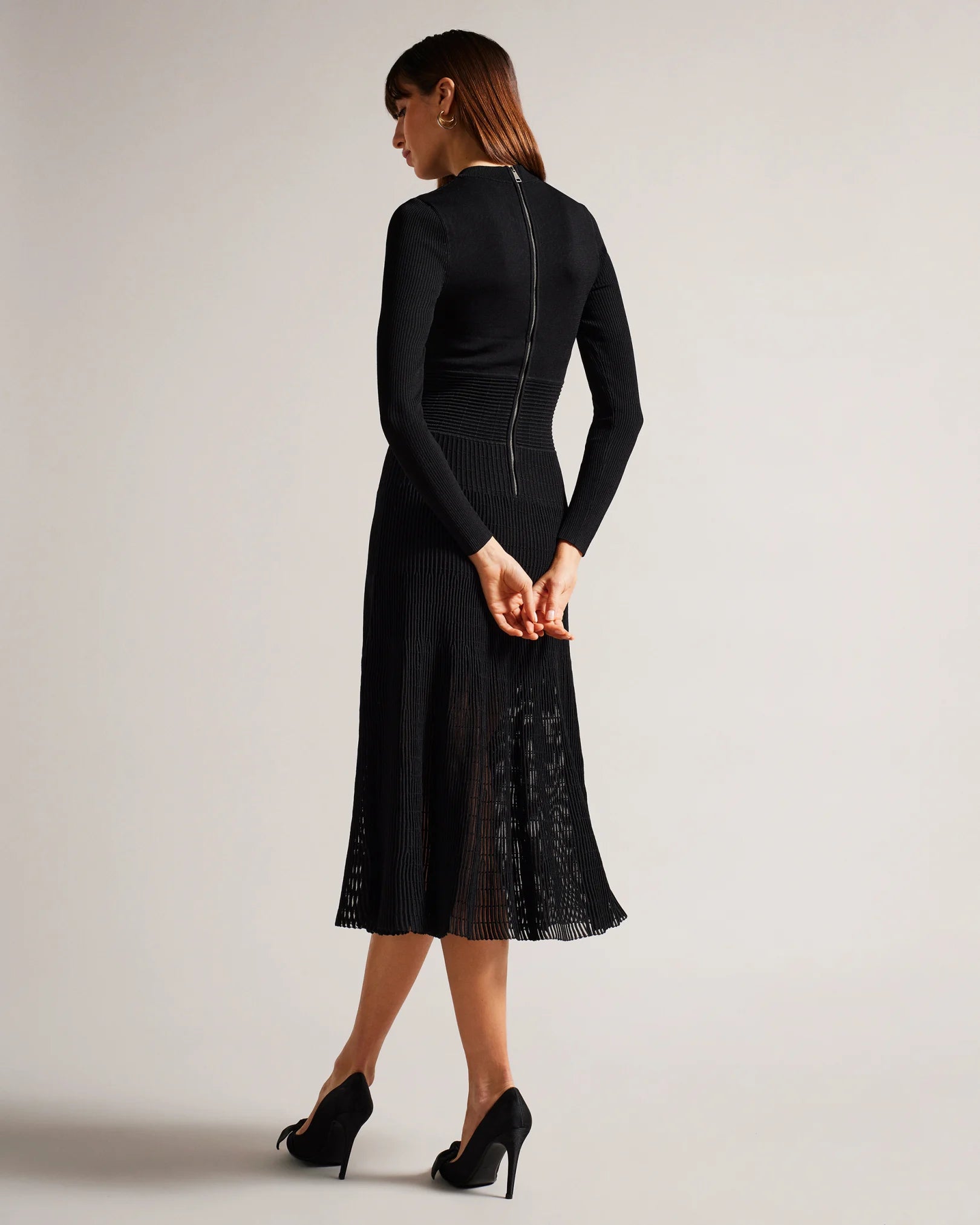 TED BAKER LATINIA TEXTURED A LINE MIDI DRESS