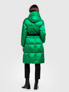 CREENSTONE DOWN PUFFER WITH BELT - JADE GREEN