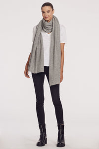 360 CASHMERE THE WRAP SHAWL IN MID HEATHER GREY