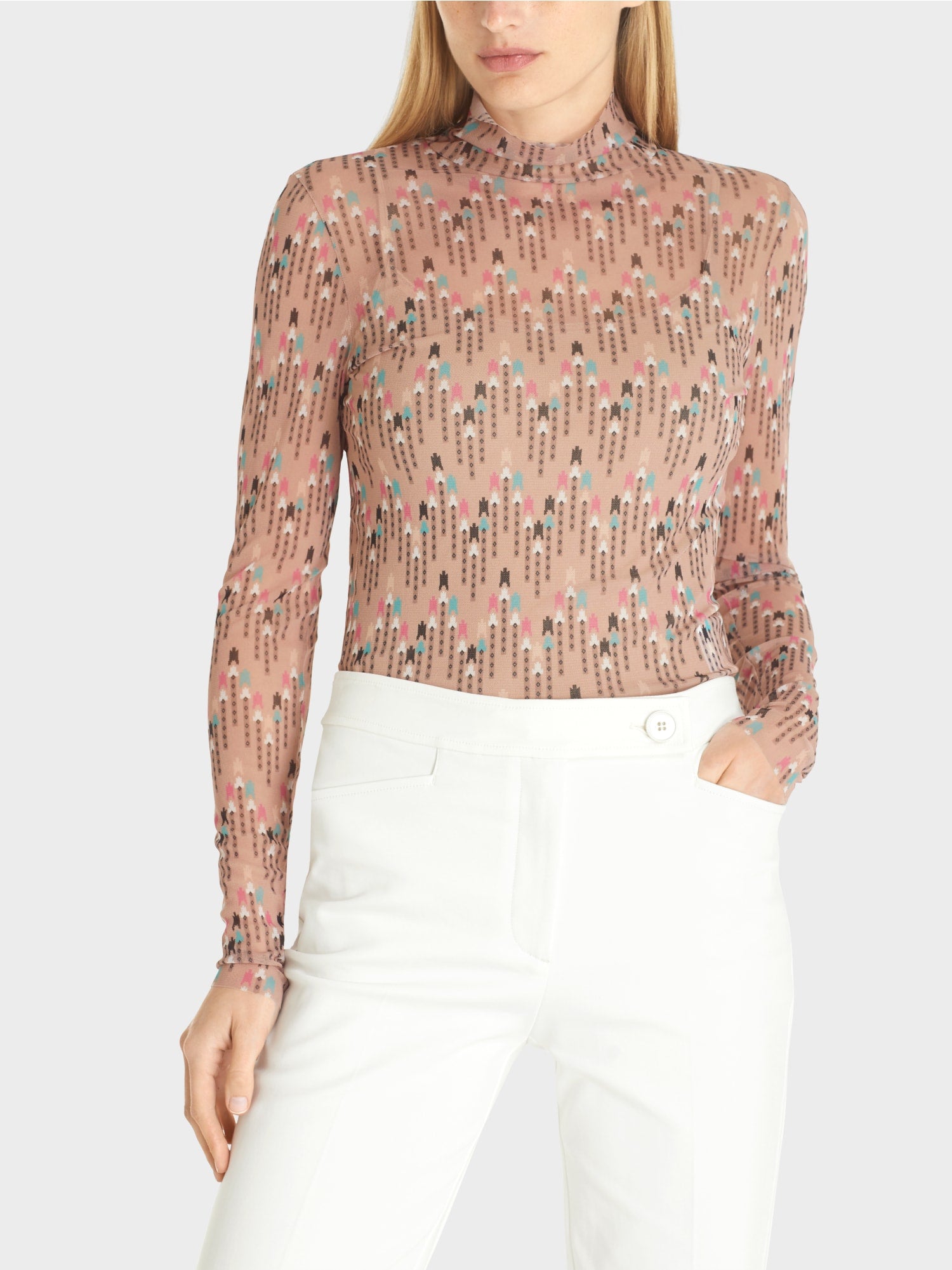 MARC CAIN MESH TOP WITH BOHO PATTERN