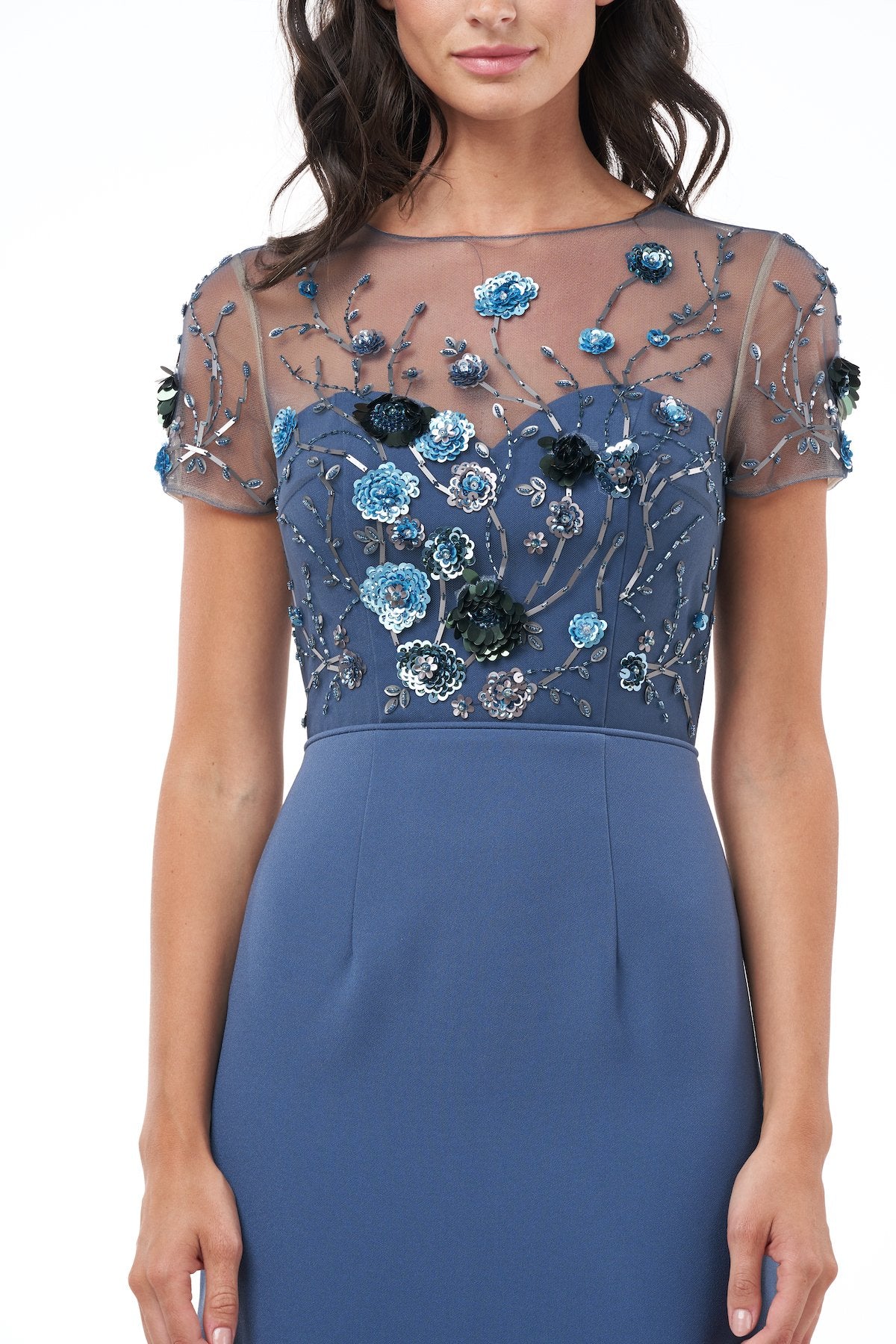 JS COLLECTION CREPE DRESS WITH BEAD BODICE Elaine Dickinson JS COLLECTION CREPE DRESS WITH BEAD BODICE Elaine Dickinson