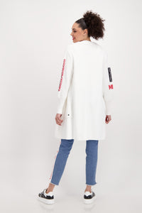 MONARI LONG KNITTED COAT WITH 3D LETTERS