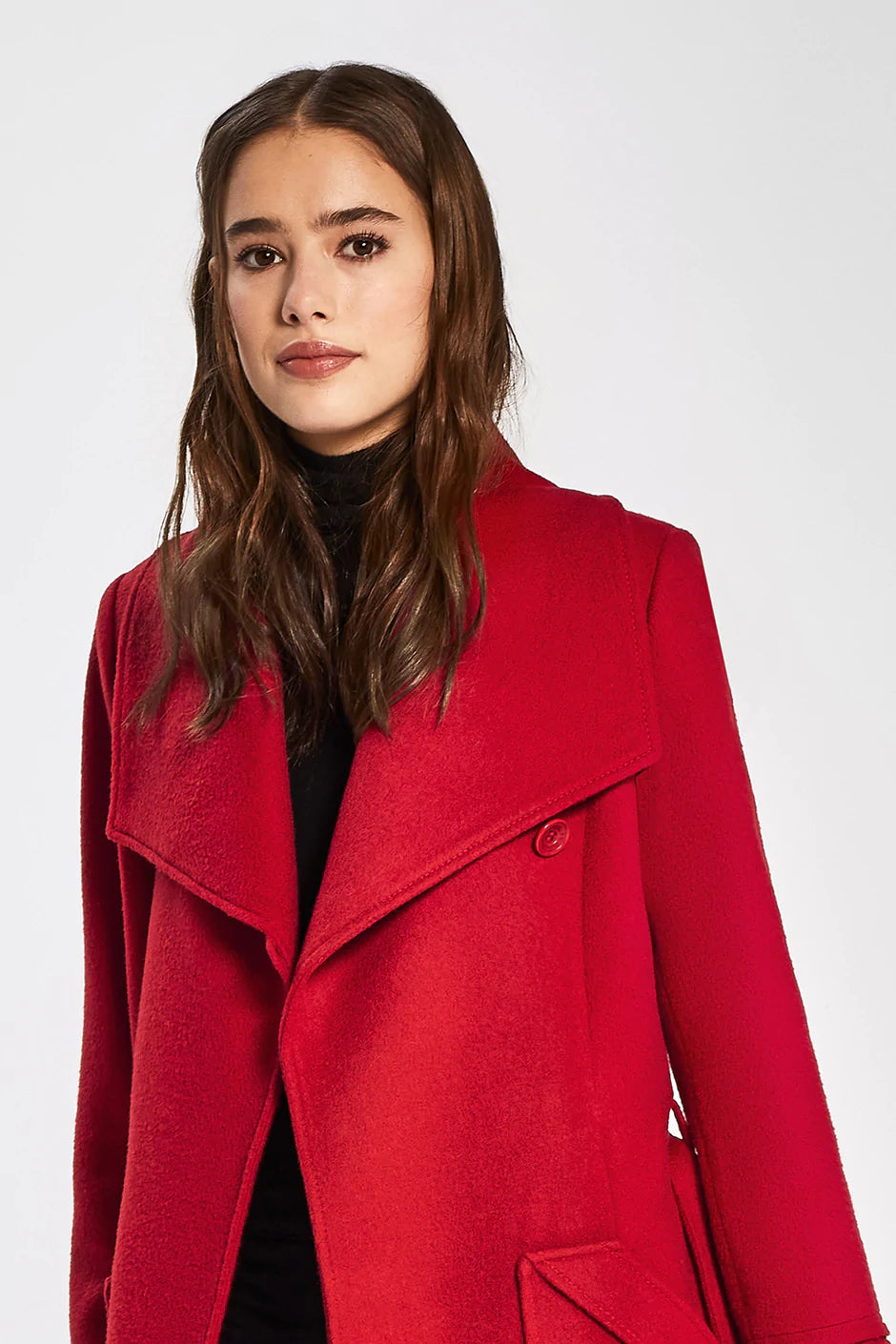 Red wrap best sale coat womens