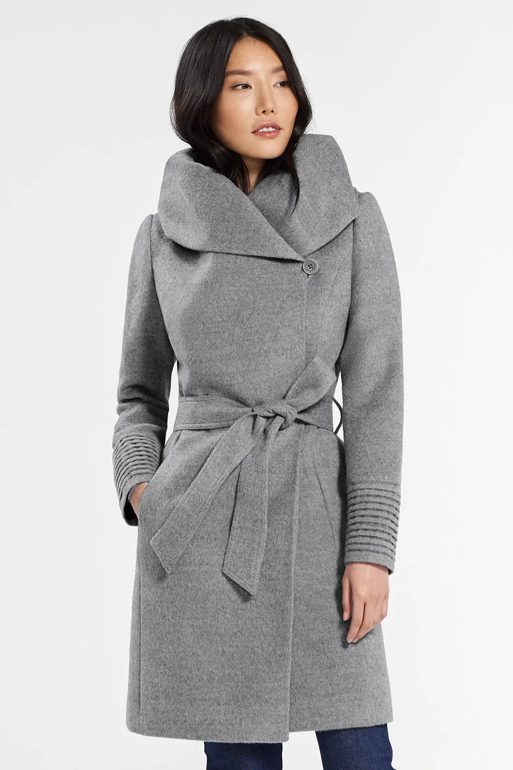 Knee length sales coat with hood