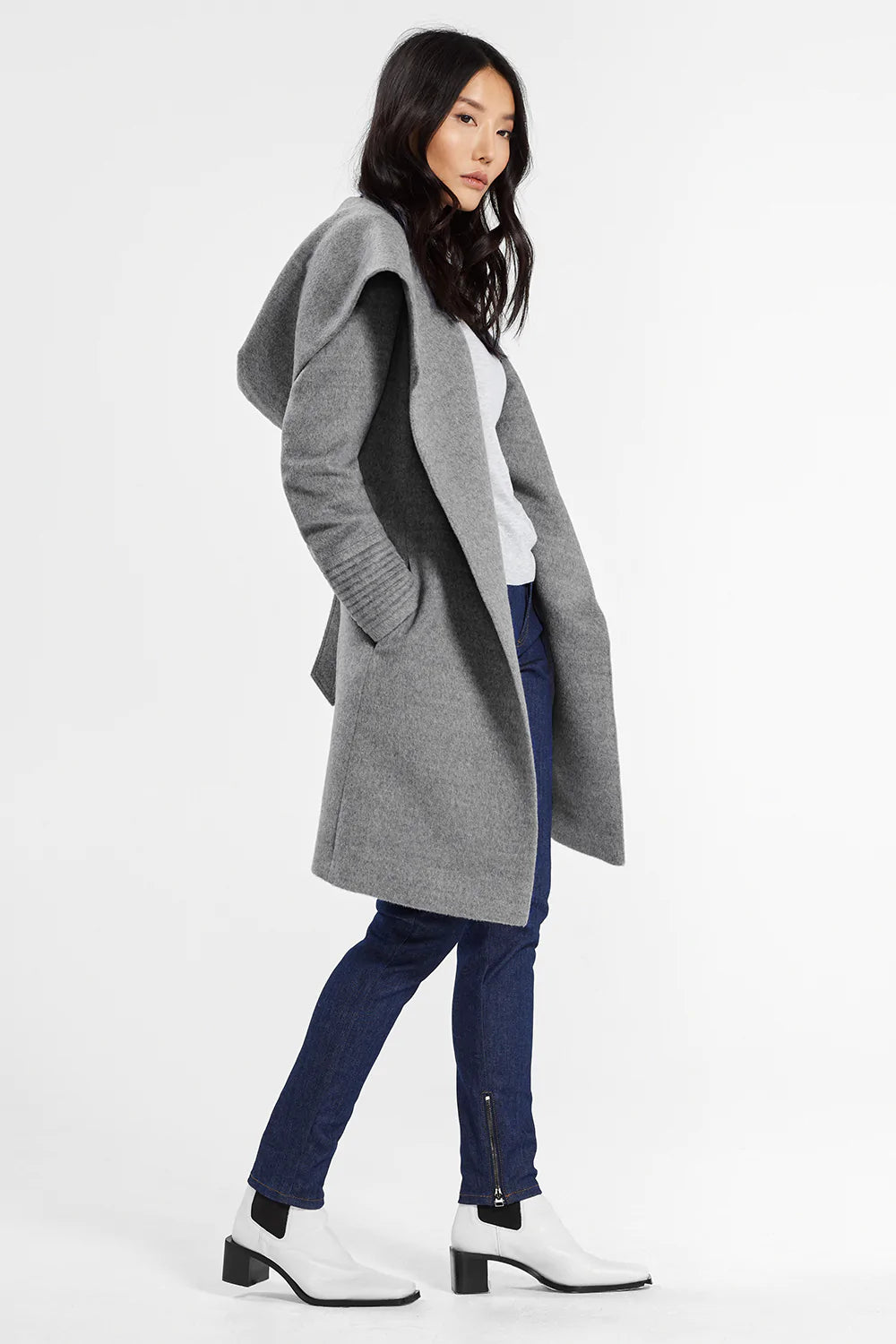 Womens hooded 2025 wrap coat