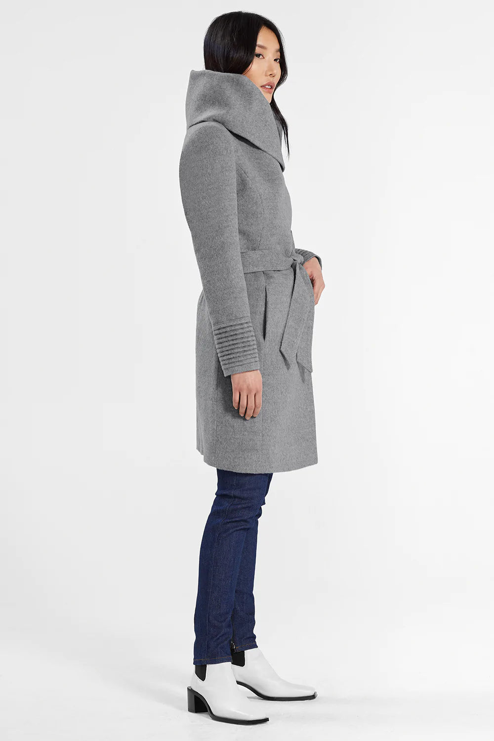 SENTALER MID LENGTH HOODED WRAP COAT Elaine Dickinson