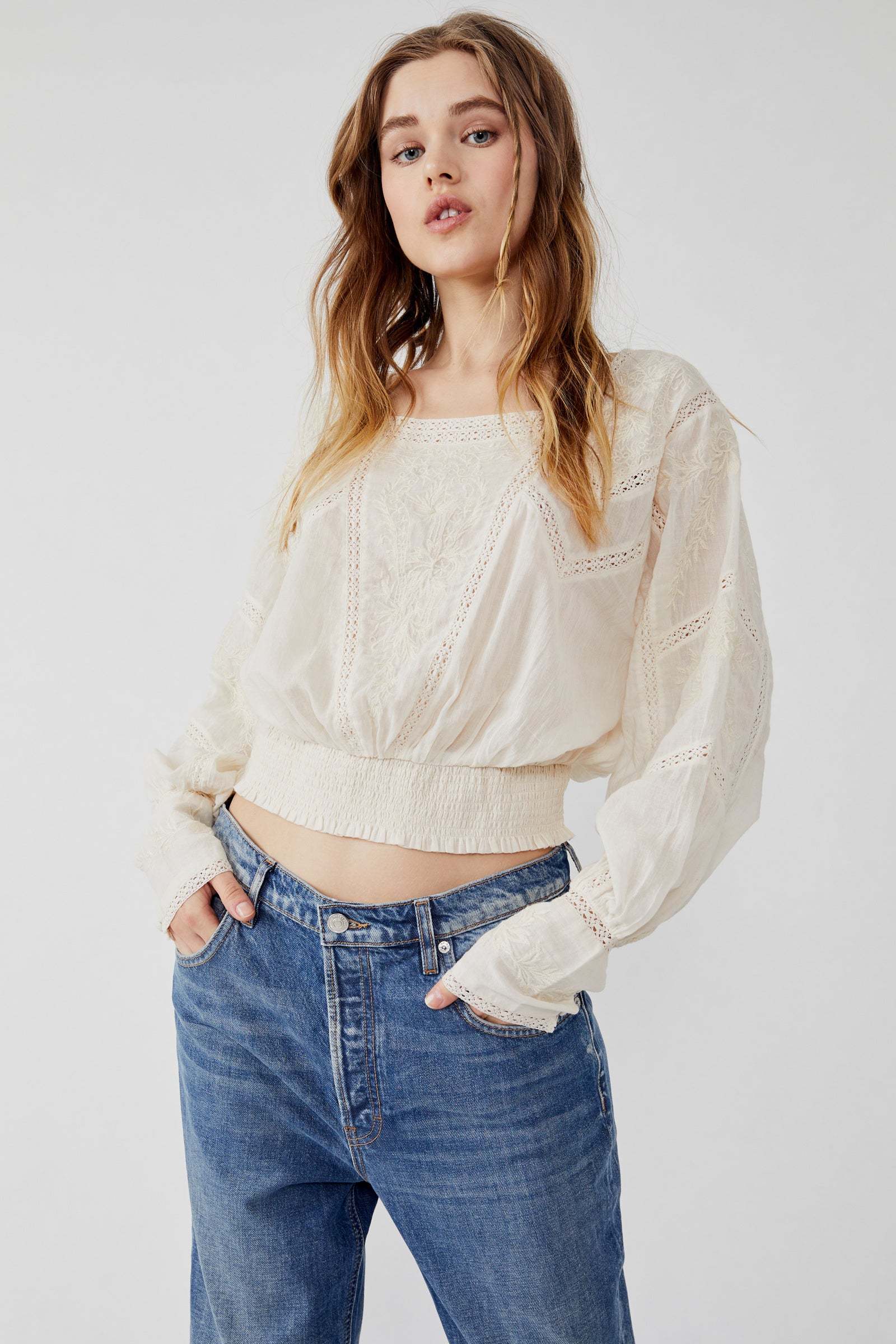 FREE PEOPLE LUCKY ME LACE TOP