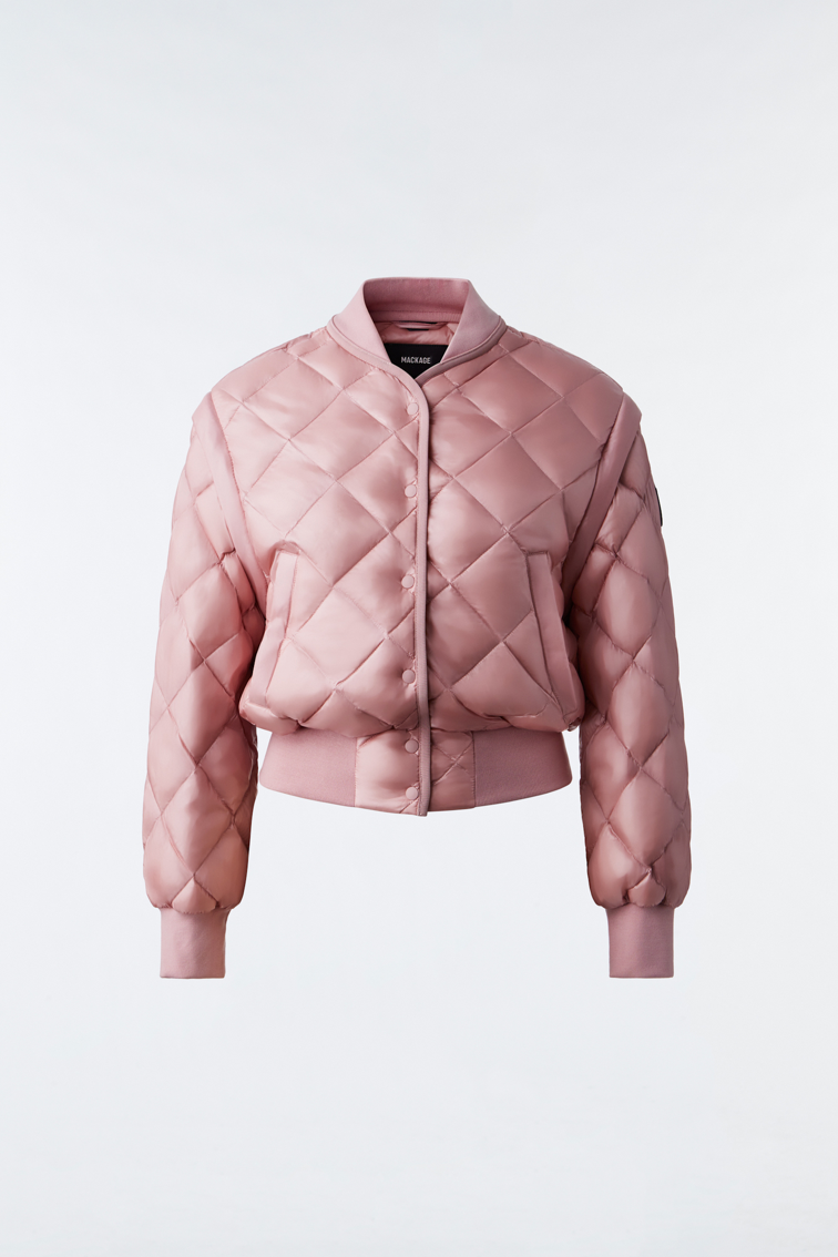 MACKAGE ANI 2-in-1 E3 LITE DOEN CROP BOMBER JACKET IN BLUSH