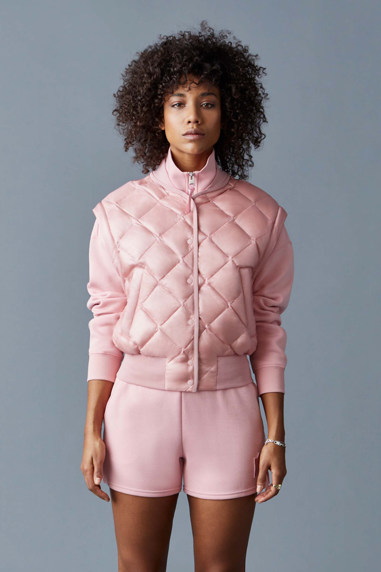 MACKAGE ANI 2-in-1 E3 LITE DOEN CROP BOMBER JACKET IN BLUSH