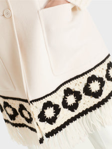 MARC CAIN LONG WAISTCOAT IN CROCHET WOOL