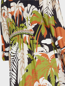 MARC CAIN LOOSE DRESS WITH A TROPICAL FLORAL MOTIF