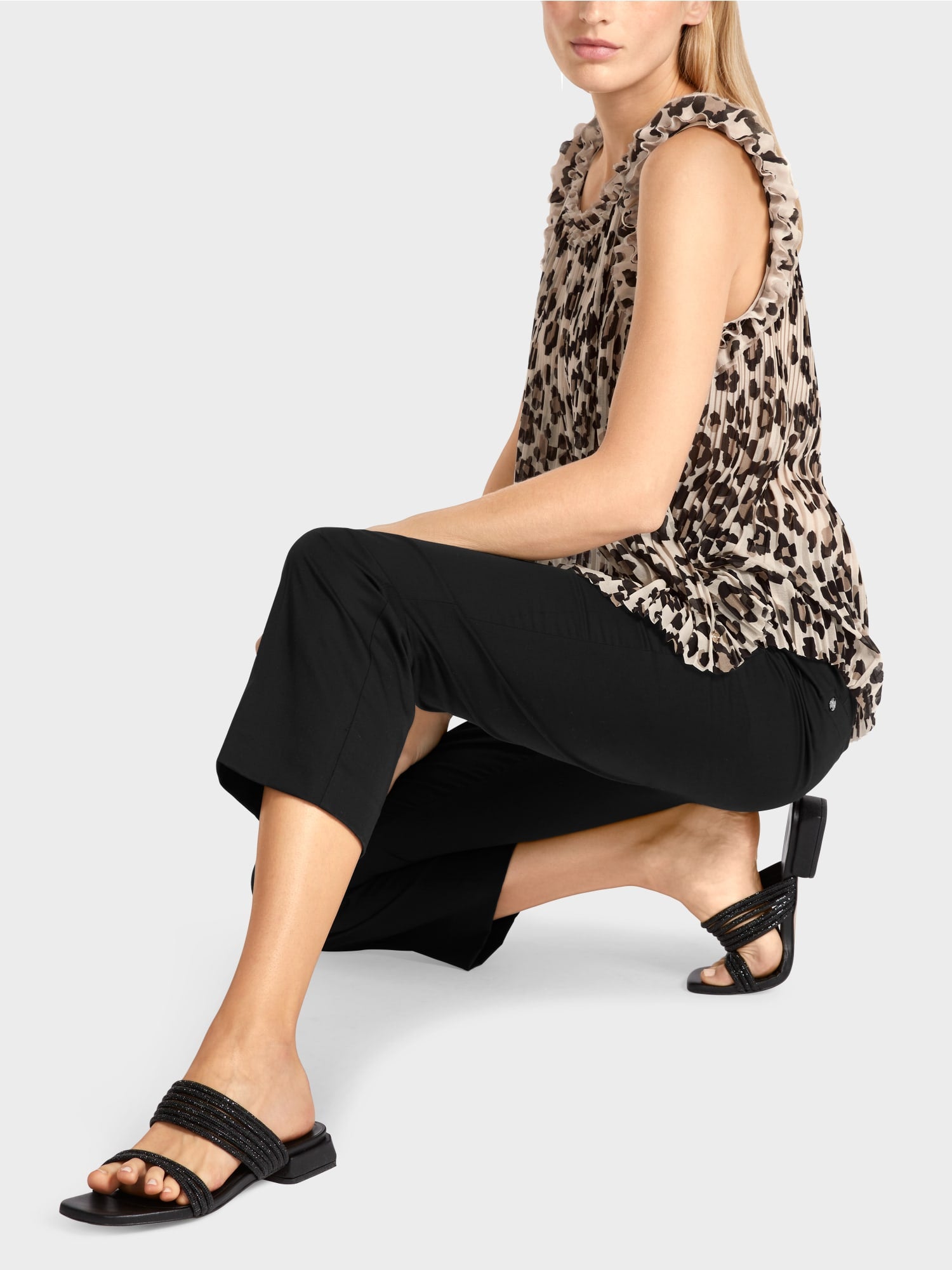 MARC CAIN PLEATED TOP WITH LEOPARD PRINT