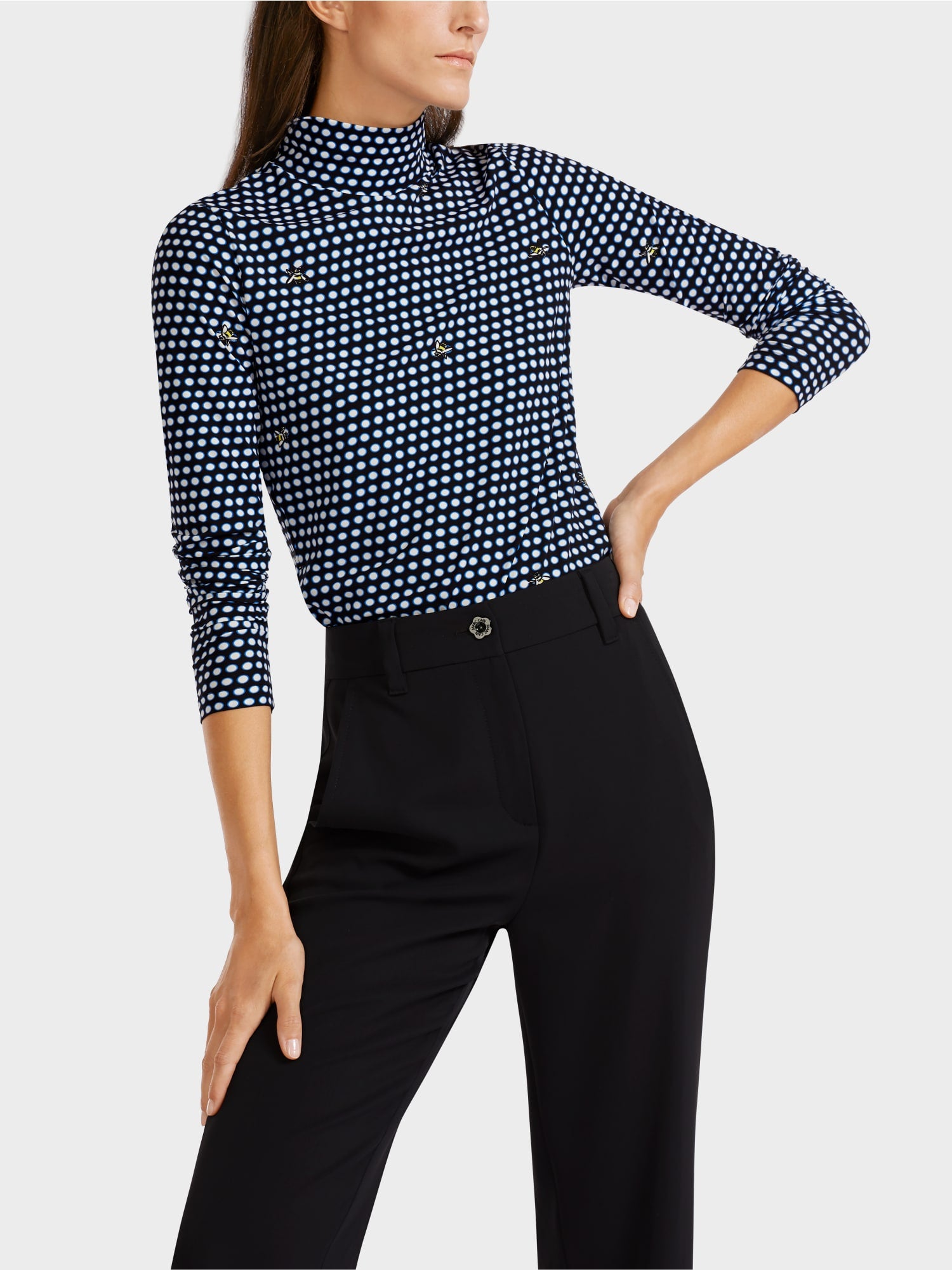 MARC CAIN LONG-SLEEVED TOP WITH STAND UP COLLAR
