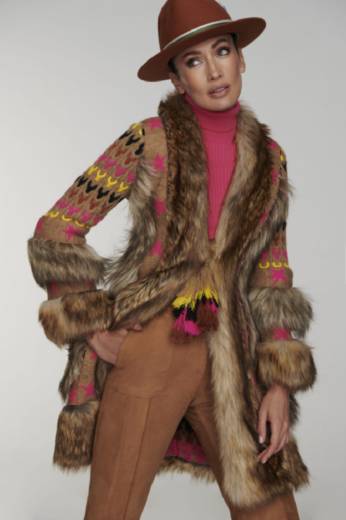Knitted sales fur coat
