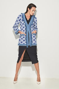 THE EXTREME COLLECTION DENIM-TRIMMED COTTON KNIT CARDIGAN ETTOR