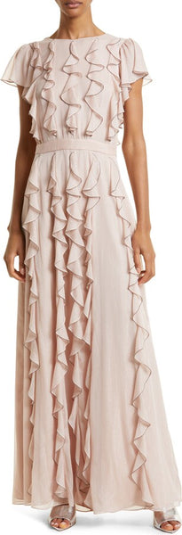 TED BAKER HAZZIE RUFFLE DRESS IN DUSTY PINK – Elaine Dickinson