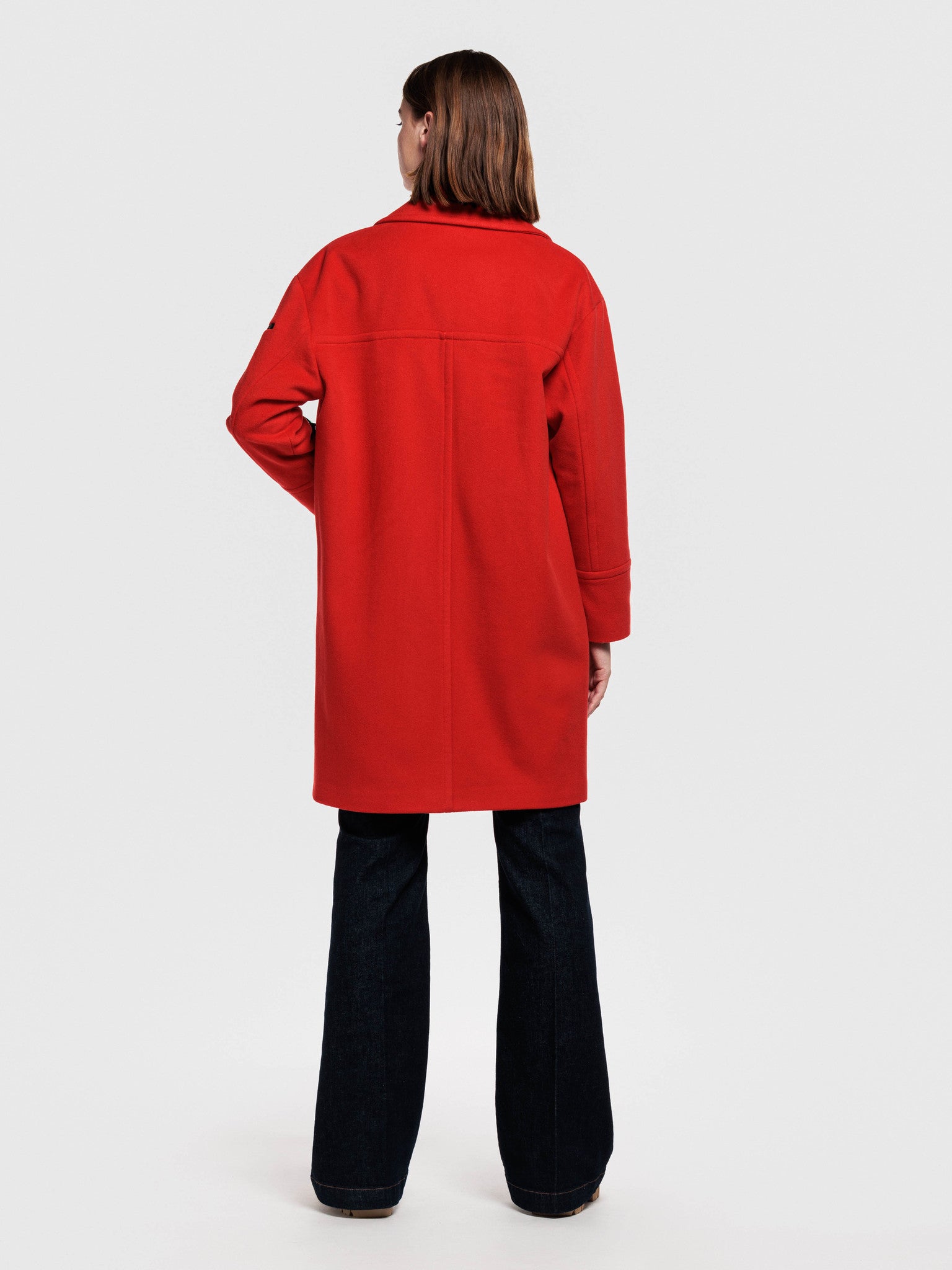 CREENSTONE WOOL CASHMERE COCOON JACKET - LAVA RED