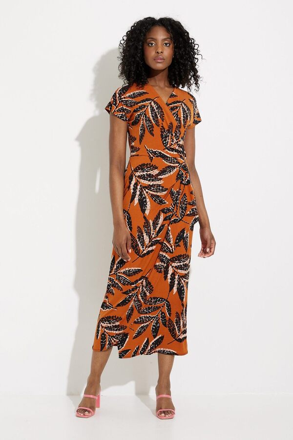 joseph ribkoff orange dress Joseph Ribkoff 243282 Lava Orange (4269) Silky Knit Wrap Dress